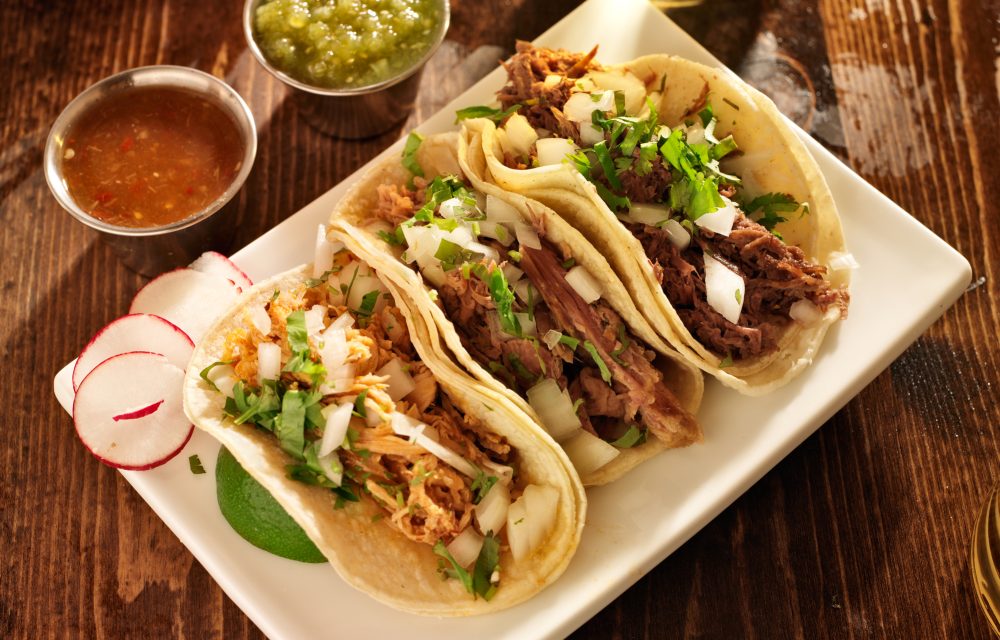 authentic mexican barbacoa, carnitas and chicken tacos